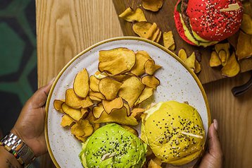 Hamburger vegan, clássico ou de frango grelhado