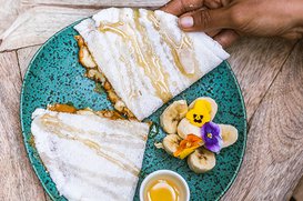 Tapioca manteiga de amendoim e banana